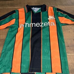 Venezia Men's Green and Orange Striped Shirt